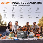 Power Station 2400W (Peak 4800W), 2048Wh LiFePO4 Solar Generator