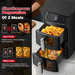 Dual Air Fryer, TopStrong Double Stack Air Fryer with Visual Window, 6 Functions-Air Fry, Air Roast, Bake, Broil, Reheat, Dehydrate, Dishwasher Safe Non-Stick Baskets, 2500W, Family Size(11L)