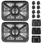 GWYXC 2 Pack Air Fryer Grill Pan for Ninja Foodi AF400UK 9.5L 6 in 1 DualZone 2 Drawers Air Fryer, Non-Stick Stainless Steel Replacement Crisper Plate Grill Tray Accessories, Dishwasher Safe