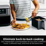 Ninja DZ401 Foodi 10 Quart 6-in-1 DualZone XL 2-Basket Air Fryer with 2 Independent Frying Baskets, Match Cook & Smart Finish to Roast, Broil, Dehydrate & More for Quick, Easy Family-Sized Meals, Grey