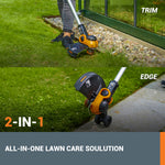 WORX WG163E 18V (20V MAX) Cordless Grass Trimmer With Command Feed And 2 Batteries Strimmer Line Strimmers Edge Cutter Black, Cutting width 30 cm, Line Diameter 1.65 mm
