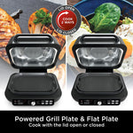 Ninja Foodi MAX PRO Health Grill, Flat Plate & Air Fryer 3.8L with Digital Cooking Probe, 7-in-1, Air Fry, Bake & more, Dishwasher Safe Parts, Cleaning Brush, Large Grill Plate, Silver/Black AG651UK