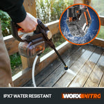WORX Nitro HydroShot WG633E 20V High-Flow Cordless Portable Pressure Cleaner Power Washer with Brushless Motor Up to 56 Bar Pressure, IPX7 Waterproof Battery, Charger, Multi-Spray Nozzle & Accessories