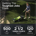 Greenworks 40V Cordless Lawnmower for Lawns up to 400m², 35cm Cutting Width, 40L Bag PLUS Two 40V 2Ah Batteries & One Charger, 3 Year Guarantee-G40LM35K2X, Green