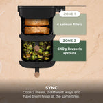 Ninja Double Stack XL Double Drawer Air Fryer, 4 Cooking Steps, 2 Drawers and 2 Stands, Space Saving Design, 9.5L Capacity, 6 Functions, 8 Serving, Tweezers, Black/Copper