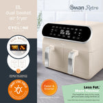 Swan Retro Dual Basket Air Fryer 8L 1700W - Cream