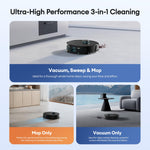 Ultenic 3-in-1 Robot Vacuum and Mop - Black 8000Pa LiDAR