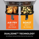 Ninja DZ401 Foodi 10 Quart 6-in-1 DualZone XL 2-Basket Air Fryer with 2 Independent Frying Baskets, Match Cook & Smart Finish to Roast, Broil, Dehydrate & More for Quick, Easy Family-Sized Meals, Grey