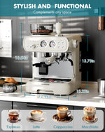 Hanrose Bean to Cup Espresso Machine - 20 Bar Espresso Machine with Grinder & Milk Frother Steam Wand, 15 Grind Settings, 2.5L Removable Water Tank, Professional Coffee Maker for Home