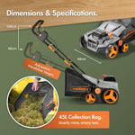 VonHaus Lawn Scarifier/Aerator/Rake Cordless – for Dethatching/Raking Grass of Thatch, Moss, Dead Leaves & Aerates Soil – 40V Battery (2x 20V), Dual Charger, 45L Collection Box, 38cm Working Width
