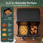 Keplin 9L Dual Zone Air Fryer - 2700W 8-in-1 Cooker Black