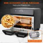 HYSapientia® 22L Dual Zone Air Fryer Oven With Rotisserie,Large Double Air fryers Mini Ovens Digital 2400W 10 in 1 Airfryer Countertop Convection Oven electric and grill,Stainless Steel,13 Accessories