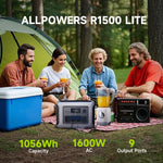 1056WH 1600W Portable Power Station - LiFePO4 Battery Solar Generator for Home Backup & Camping