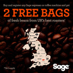 Sage - The Barista Express - Bean to Cup Coffee Machine with Grinder and Manual Milk Frother - 16 Grind Settings, 15 Bar Pump, PID Temp Control, Normal Milk Jug, Stainless Steel