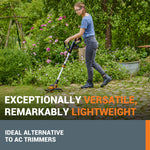 WORX WG163E 18V (20V MAX) Cordless Grass Trimmer With Command Feed And 2 Batteries Strimmer Line Strimmers Edge Cutter Black, Cutting width 30 cm, Line Diameter 1.65 mm