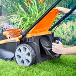 LawnMaster 48V 41cm Cordless Lawnmower with a Set of two MX 24V 4.0Ah Lithium Ion Batteries, 2x Fast Chargers, Edging Comb, Rear Roller and Mulching Function. Battery lawn mower for Large Lawns.