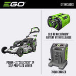 EGO LM2156SP 21″ SELECT CUT Flagship SP lawn mower kit (G3 10.0Ah Battery, 700W charger, 1200W motor)