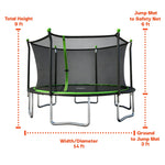 Sportspower BouncePro 14ft Trampoline Meets ASTM Safety Standards, Heavy-Duty Rust-Resistant Steel Frame, UV-Resistant Jump Mat & Safety Net