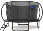 MERACH 14FT Pumpkin Outdoor Trampoline with Safety Enclosure Net, Basketball Hoop & Ladder, Heavy Duty Backyard Trampoline for Kids & Adults