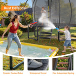 MERACH 14FT Pumpkin Outdoor Trampoline with Safety Enclosure Net, Basketball Hoop & Ladder, Heavy Duty Backyard Trampoline for Kids & Adults