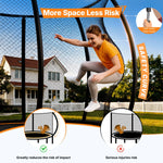 MERACH 14FT Pumpkin Outdoor Trampoline with Safety Enclosure Net, Basketball Hoop & Ladder, Heavy Duty Backyard Trampoline for Kids & Adults