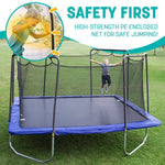 Skywalker Trampolines 15′ x 15′ Square Trampoline with Safety Enclosure Net – Blue Heavy-Duty Outdoor Trampoline for Kids & Adults, Rust-Resistant Steel Frame