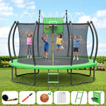 Outdoor Trampoline,Fashionsport Outfitters 8FT/12FT/14FT/16FT Round Jumping Trampoline with Ladder,Sprinkler,Basketball Hoop Board,Recreational Backyard Trampolines Anti-Rust for Kids Gift