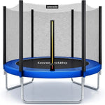 SereneLife 8FT 10FT 12FT 14FT Outdoor Trampoline for Kids – Recreational Backyard Trampoline with Curved Safety Poles and Net Enclosure- ASTM Approval for Kids Adults