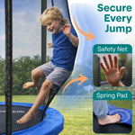 SereneLife 8FT 10FT 12FT 14FT Outdoor Trampoline for Kids – Recreational Backyard Trampoline with Curved Safety Poles and Net Enclosure- ASTM Approval for Kids Adults